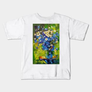 A bouquet of meadow blue flowers Kids T-Shirt